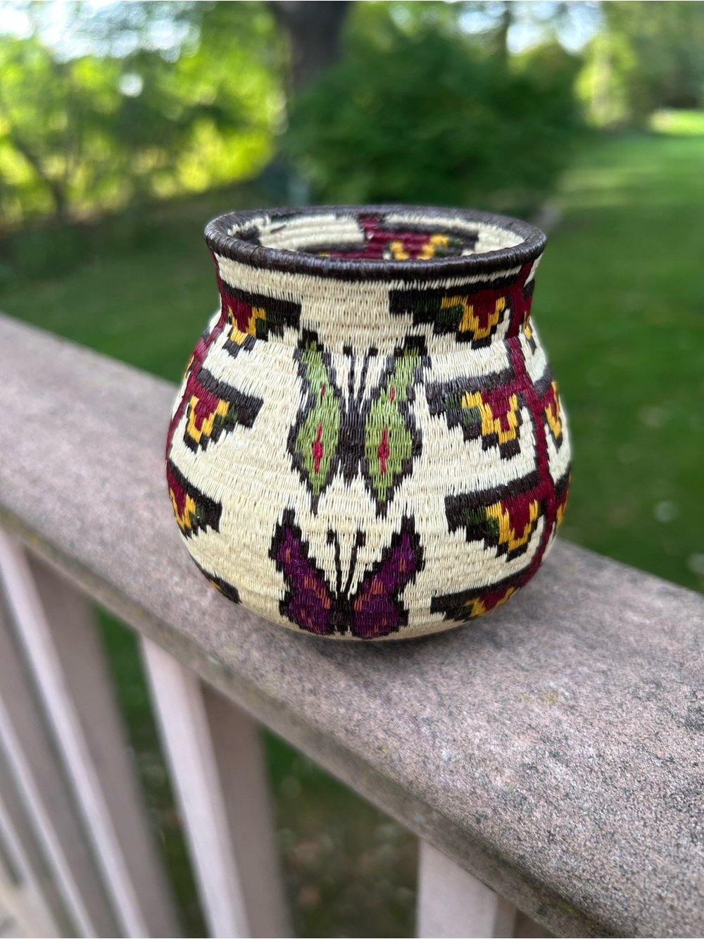 Wounaan Embera Rainforest Panama Woven Basket Butterfly